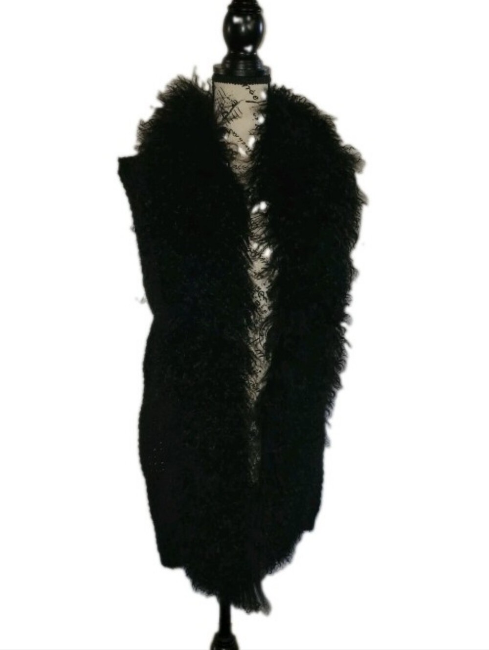 Janet Paris Penny Lane Shaggy Fur Collar Sweater Vest Indie Mob Wife Whimsigoth